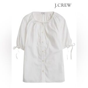 J. Crew NWT Button Front Top with Tie Sleeves XL White